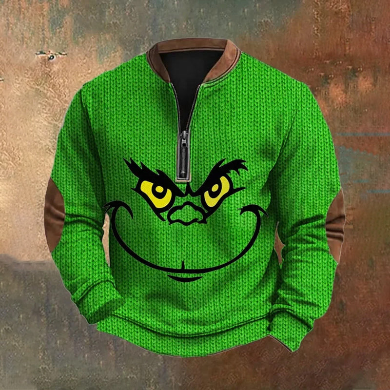 Men's Christmas Print Zip-Up Sweatshirt