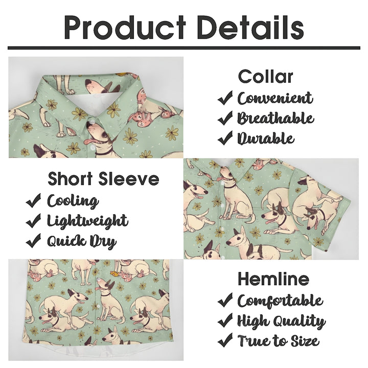 Puppy Cartoon Print Casual Large Size Short Sleeve Shirt 2407005318