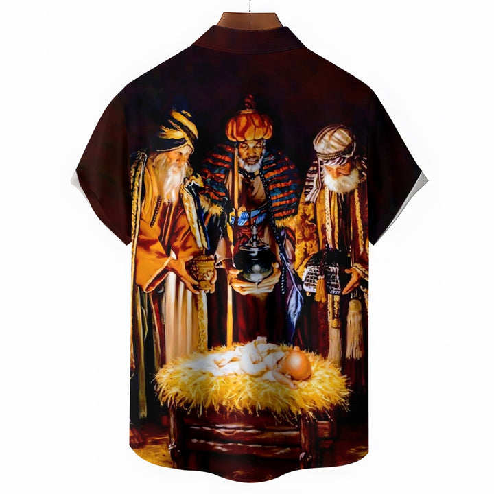 Three Kings Day Epiphany Prints Casual Short Sleeve Shirt 2411011947