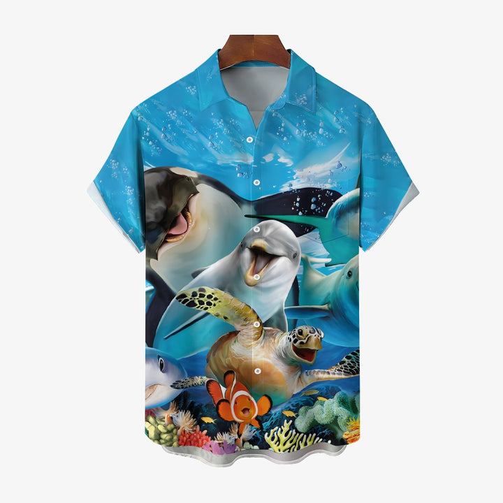 Underwater World Animal Fun Print Casual Large Size Short Sleeve Shirt 2407001179