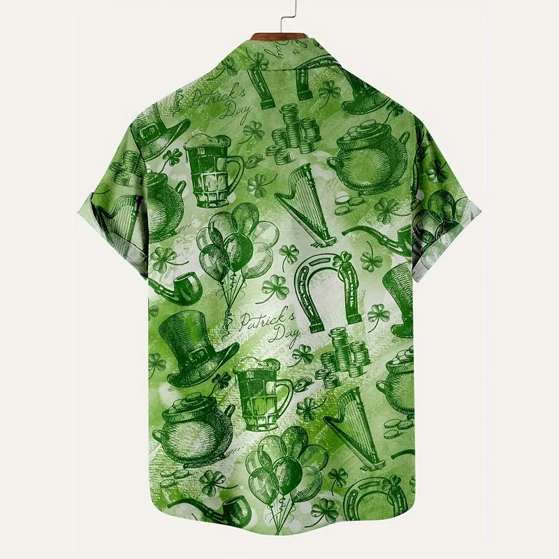 Men's St. Patrick'S Day Graphics Short Sleeve Button-Down Shirt