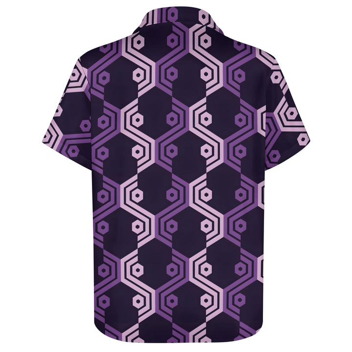 Men's Symmetrical Purple Plaid Short Sleeve Shirt 2304102520