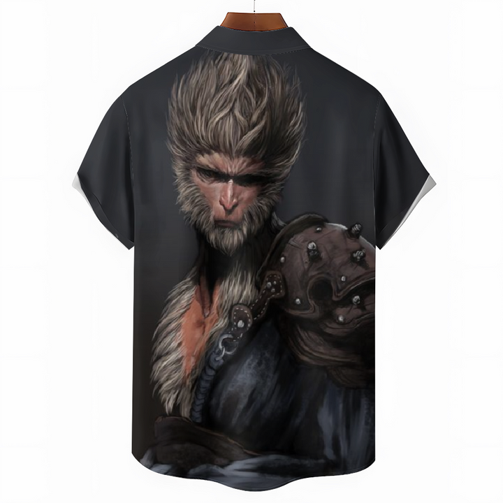 Black Myth Wukong Game Monkey Print Short-Sleeved Shirt