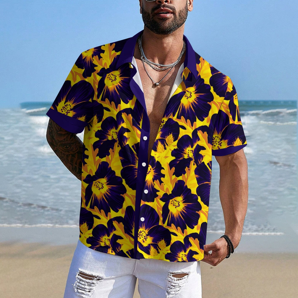 Men's Hawaiian Flowers Prints Casual Short Sleeve Shirt 2408004639