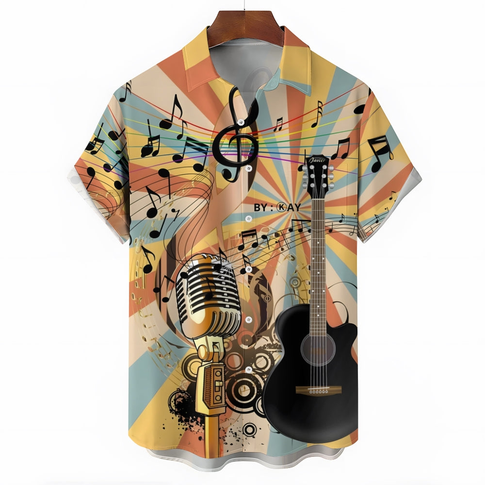 Men's Music Love Print Short Sleeve Shirt 2412009490