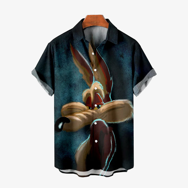 Men's Classic Retro Cartoon Print Short Sleeve Shirt