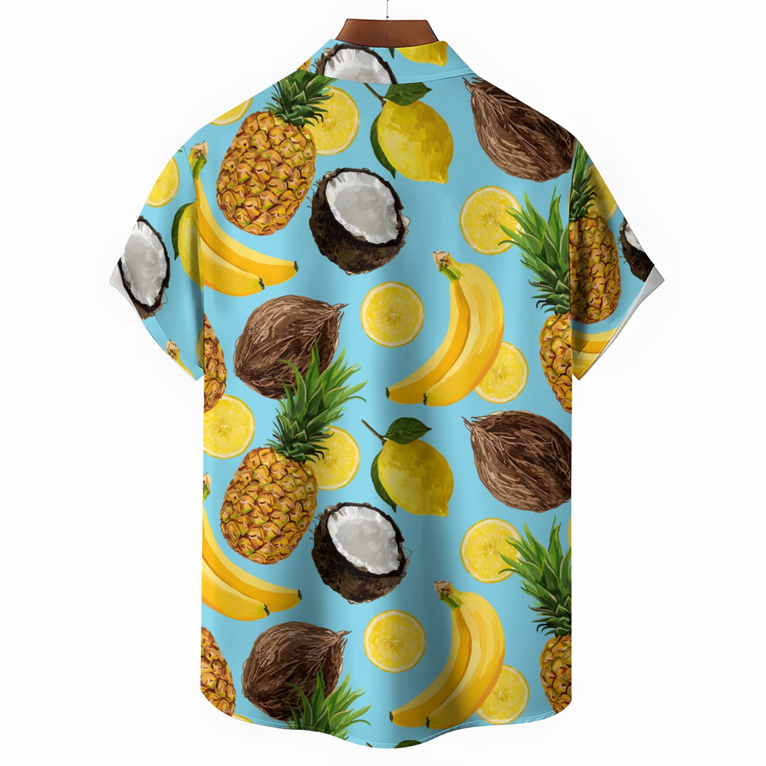 Men's Hawaiian Fruit Print Casual Short Sleeve Shirt 2403000909