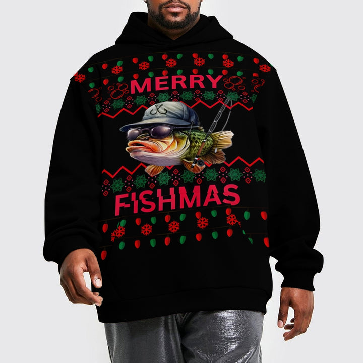 Plue Size Fishing Lovers Christmas Printed Hoodies 2411009466