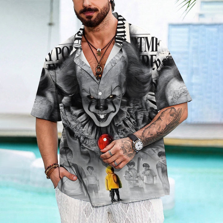 Halloween Horror Print Casual Short Sleeve Shirt 2408002750