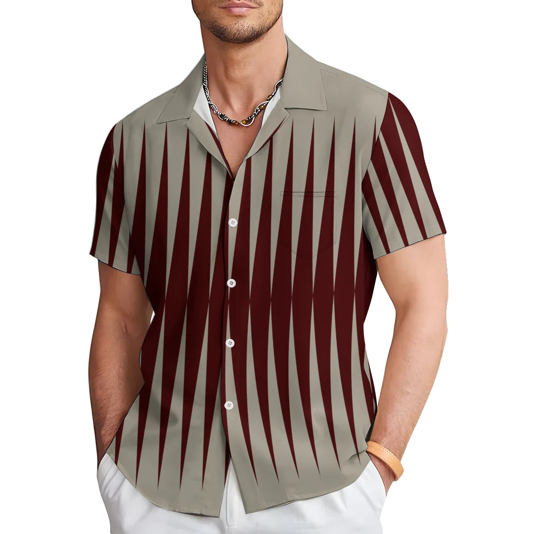 Men's Geometric Print Casual Short Sleeve Shirt 2403000633