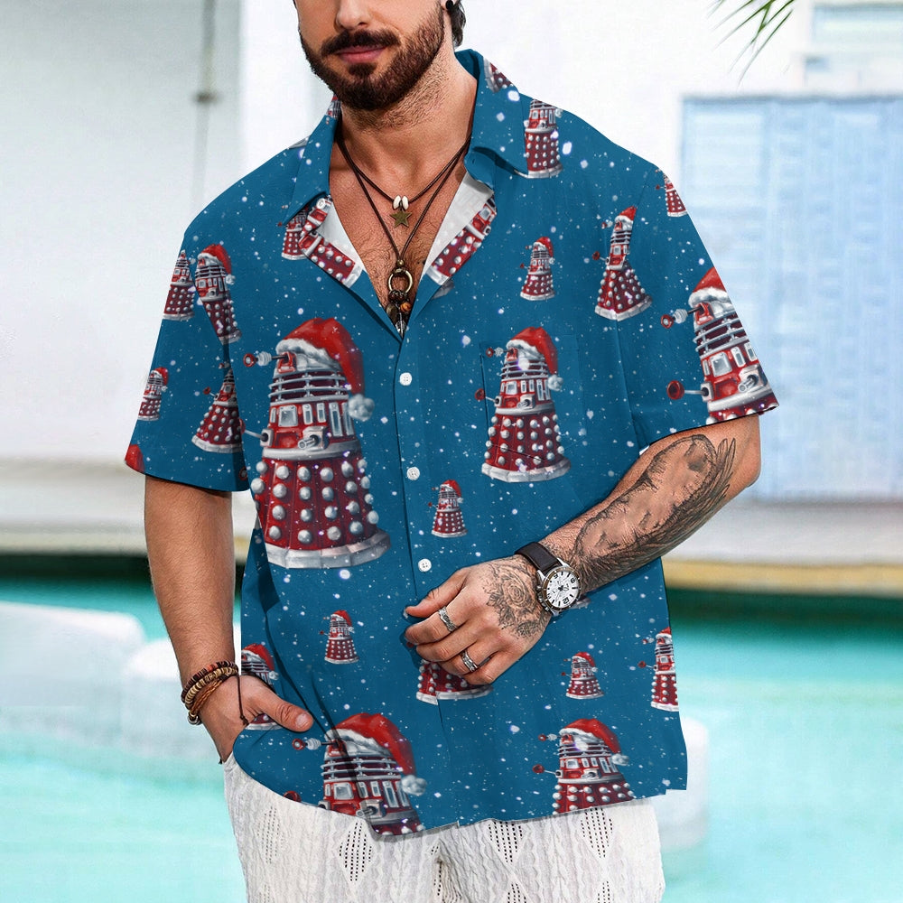 Men's Christmas Cartoon Robot Short Sleeve Shirt 2410006965