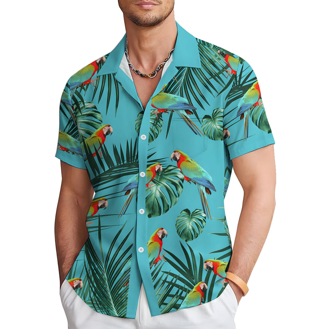 Men's Hawaiian Parrot Print Casual Short Sleeve Shirt 2403000912