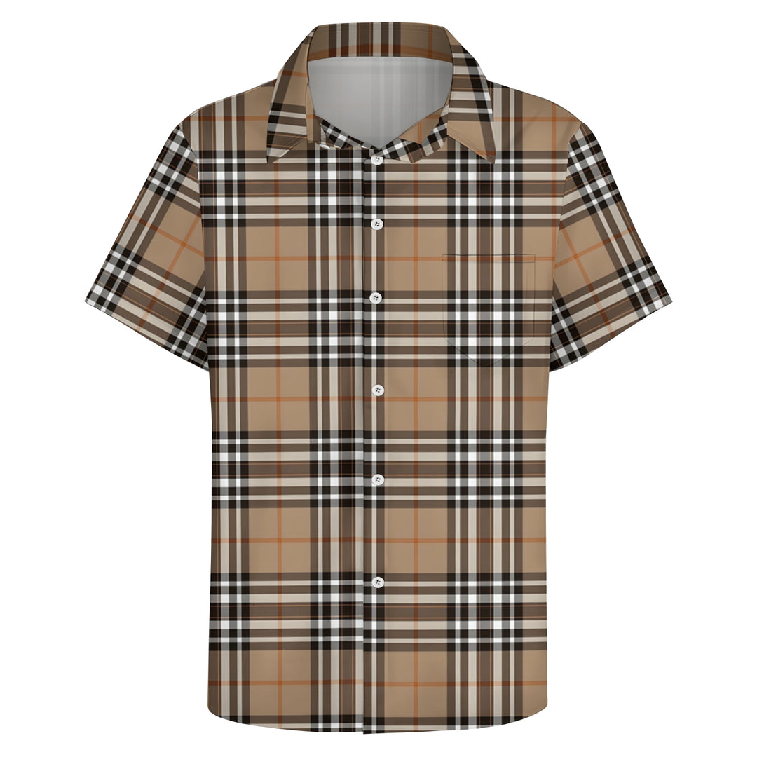 Classic Plaid Print Men's Casual Short Sleeve Shirt 2404001439