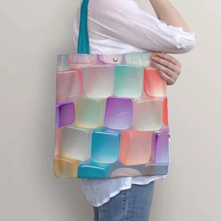 Unisex Geometric 3D Square Printed Fabric Bag with Interior Pocket