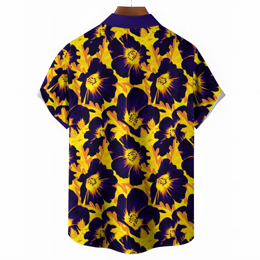 Men's Hawaiian Flowers Prints Casual Short Sleeve Shirt 2408004639