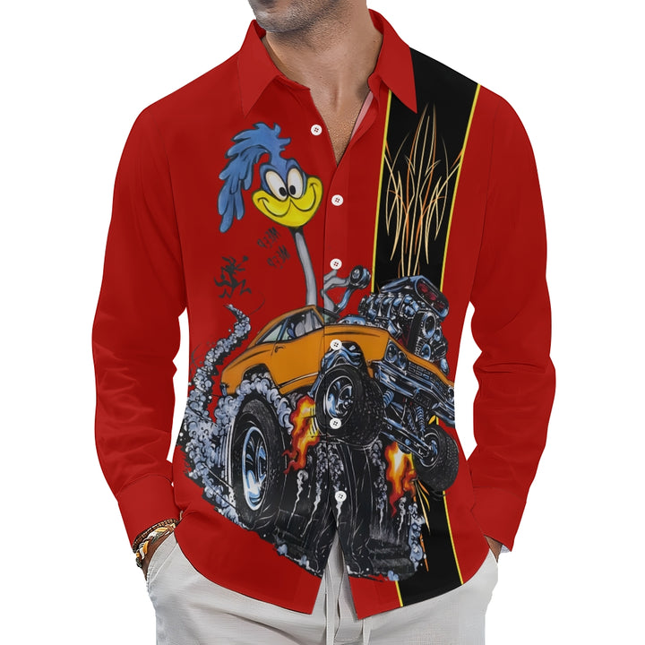 Classic Cartoon Modified Car Printing Long Sleeve Shirt