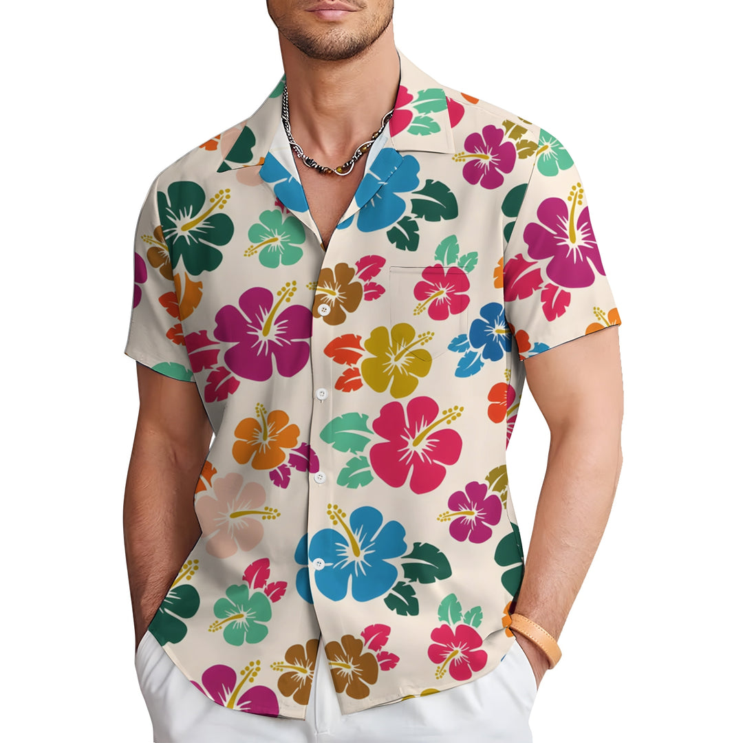 Men's Hawaiian Flowers Casual Short Sleeve Shirt 2404001807