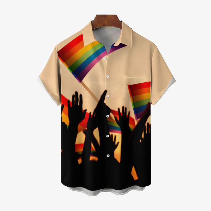 Rainbow Flag Pride Month Casual Short Sleeve Shirt 2404001805