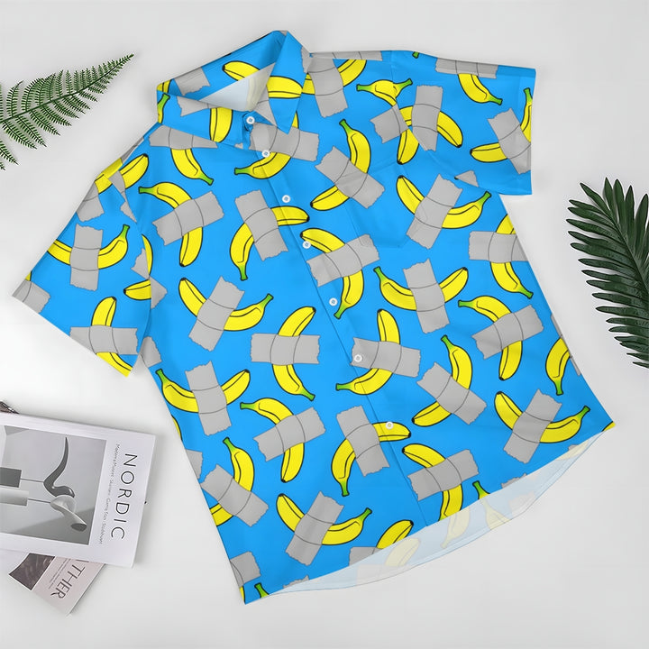 Banana Art Print Casual Short Sleeve Shirt 2408004525