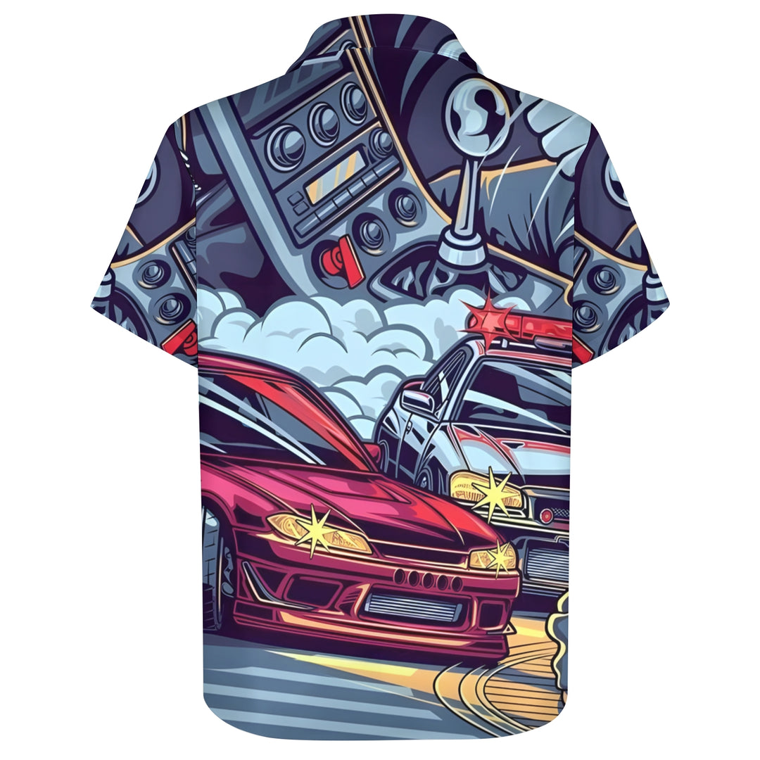 Men's Car Printing Casual Short Sleeve Shirt 2404000485