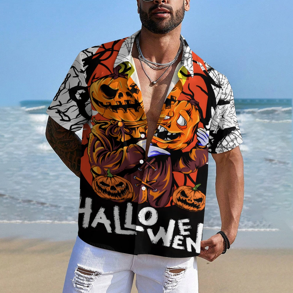 Halloween Ghost Pumpkin Short Sleeve Shirt 2409005117