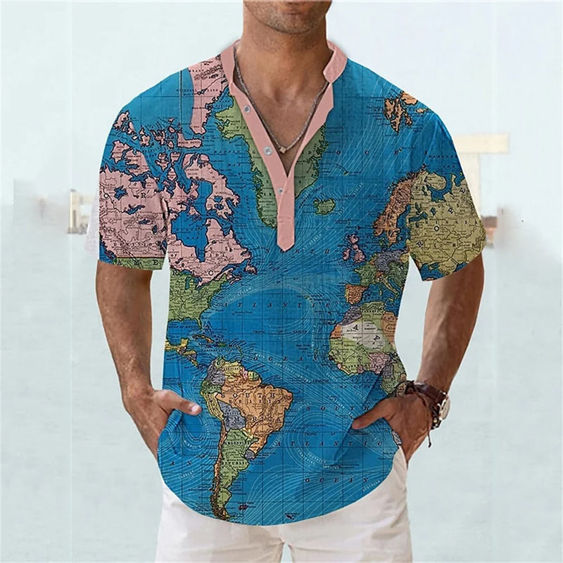 Men's Vintage Maps Button Shirt