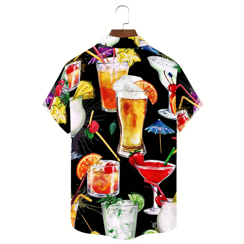 Men's Hawaiian Style Drink Print Shirt