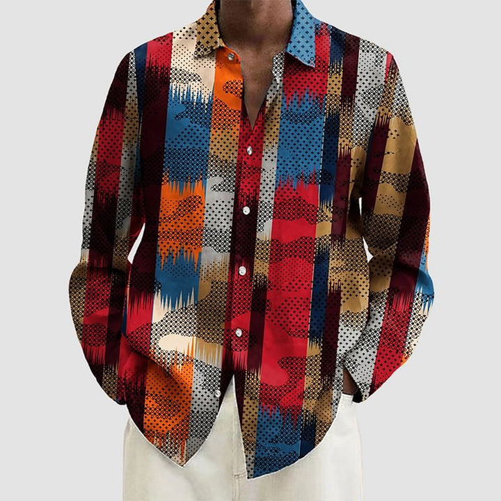 Men's Colorful Stripes Print Long Sleeve Shirt