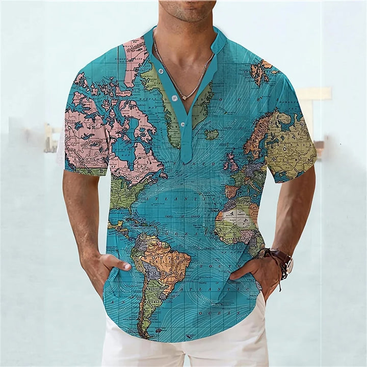 Men's Vintage Maps Button Shirt