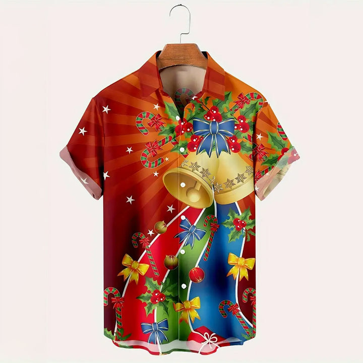 Men's Christmas Ring Print Short Sleeve Shirt