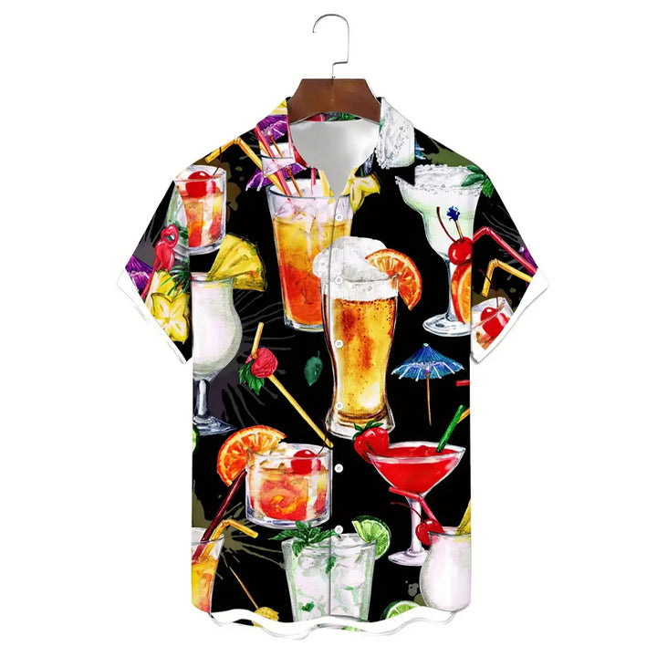 Men's Hawaiian Style Drink Print Shirt