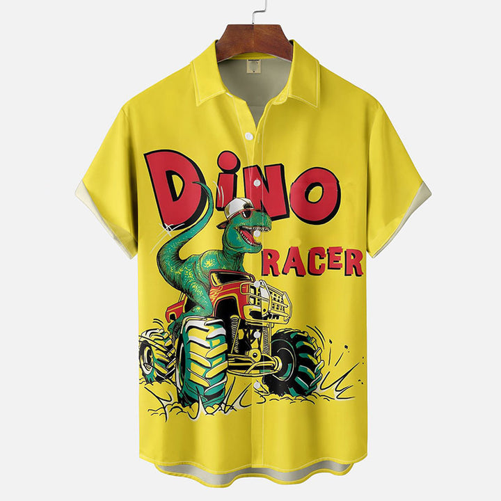 Men's Dinosaur Racing Truck Hawaiian Shirt