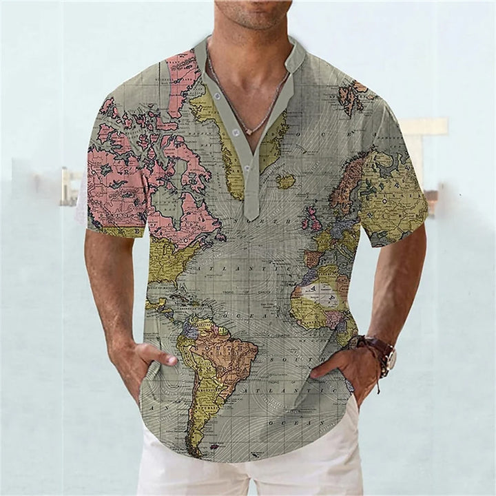 Men's Vintage Maps Button Shirt