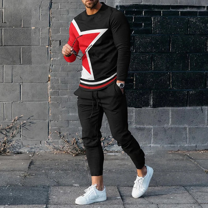 Men's Contrasting colors Casual Sportswear Trousers 2 Piece Sets
