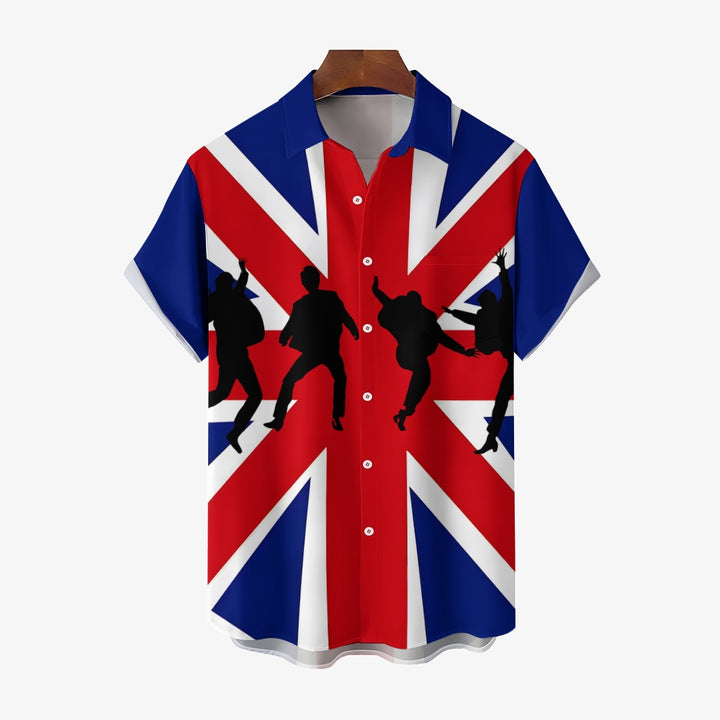 Men's Rock Band Print Casual Short Sleeve Shirt 2404000978