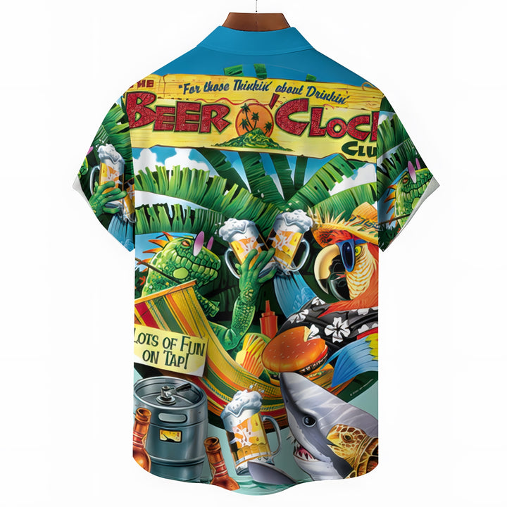 Men's Hawaiian Beer Casual Short Sleeve Shirt 2404001276