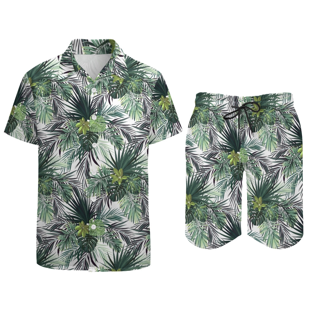 Men's Hawaiian Print Beach Two-Piece Suit 2405002092