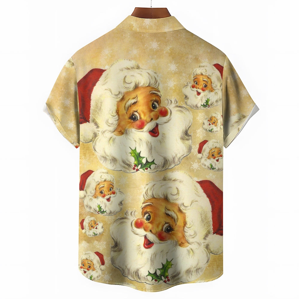 Men's Christmas Santa Claus Print Short Sleeve Shirt 2410006261