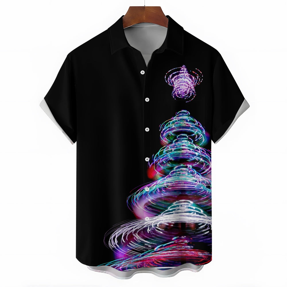 Christmas Tree Lights Casual Short Sleeve Shirt 2409002029