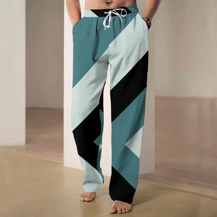 Men's Casual Color Block Print Pants 2411000469