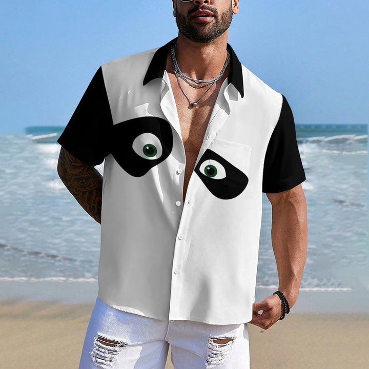 Men's Cartoon Panda Print Short Sleeve Shirt 2410008624