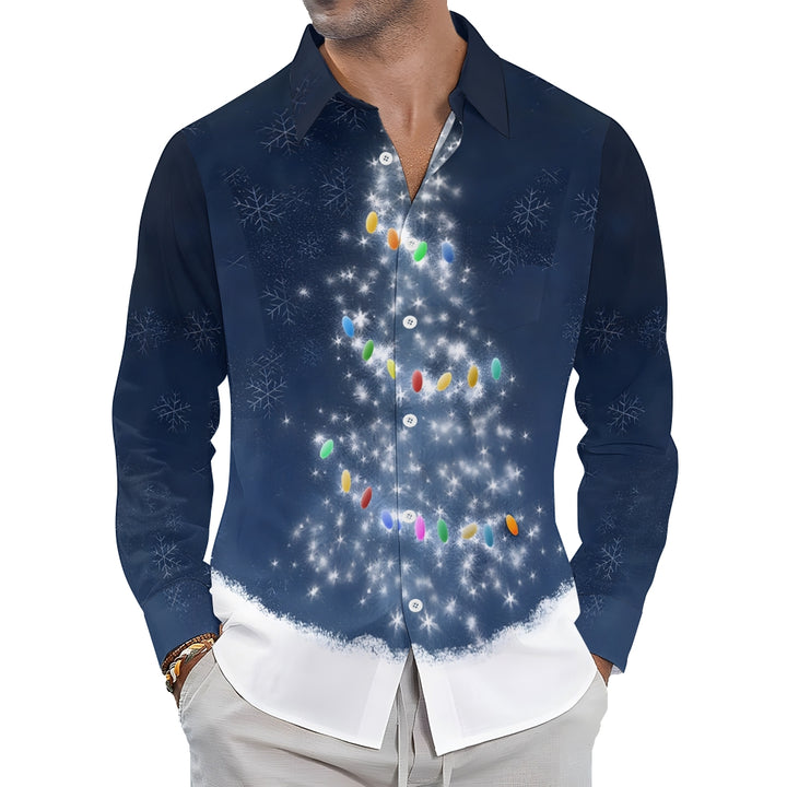 Men's Christmas Tree Printed Long Sleeve Shirt 2411002941