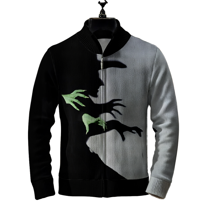 Men's Halloween art print zipper long-sleeved sweater jacket 2410000879