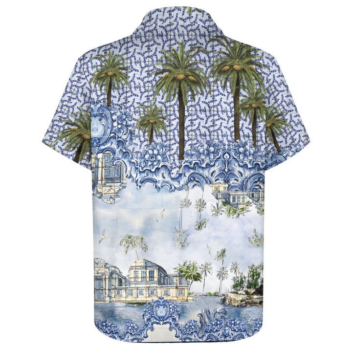 Men's Coconut Tree Art Print Casual Short Sleeve Shirt 2403000580