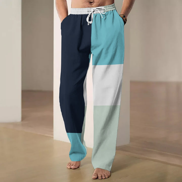 Men's Casual Loose Color Block Casual Pants 2411000457