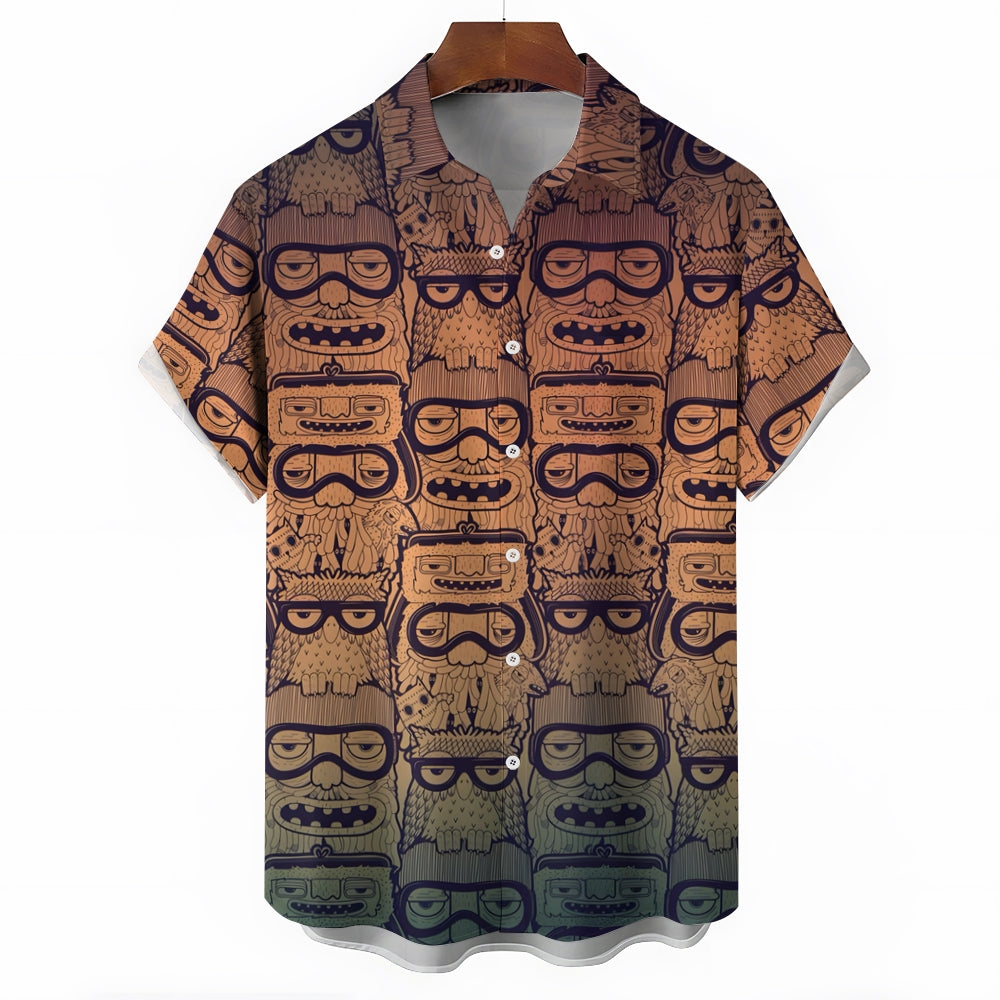 Men's TIKI Art Casual Short Sleeve Shirt 2403000914