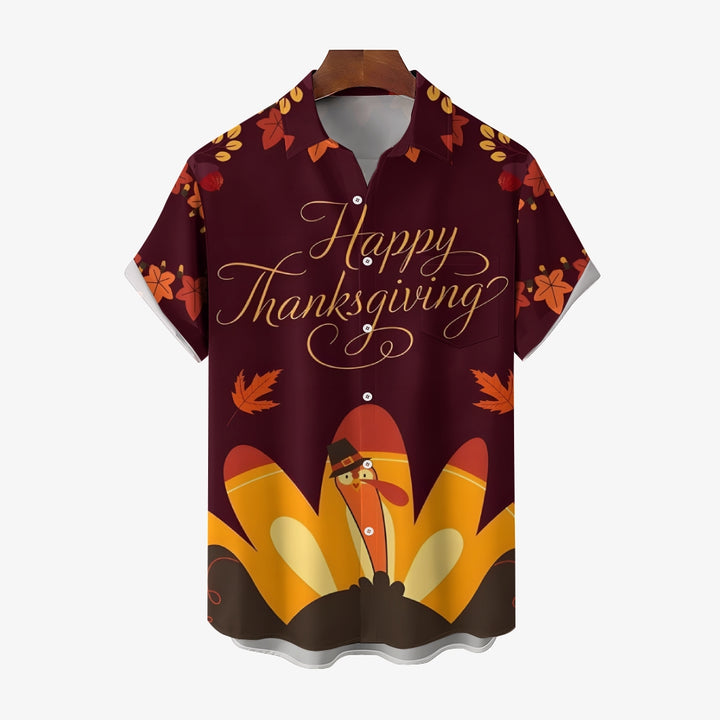 Happy Thanksgiving Turkey Casual Short Sleeve Shirt 2409009545