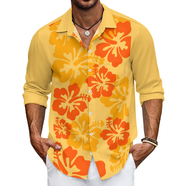 Hawaiian Flowers Printed Long Sleeve Shirt 2411002963