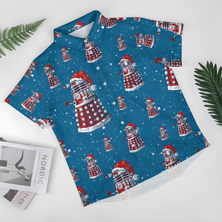 Men's Christmas Cartoon Robot Short Sleeve Shirt 2410006965