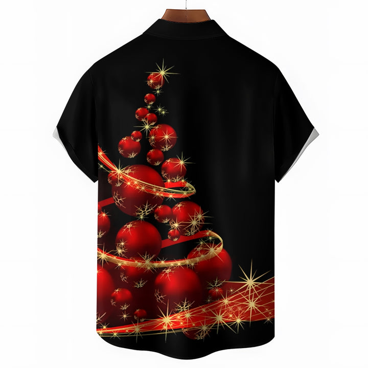 Christmas Tree Ball Casual Short Sleeve Shirt 2409006077